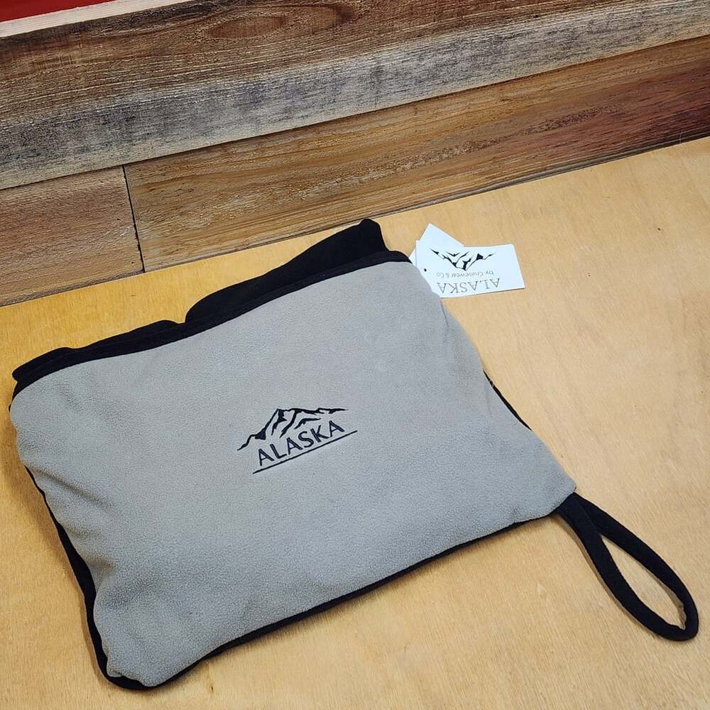 Alaska by Cruisewear & Co Khaki and Black Fleece Travel Pillow Blanket